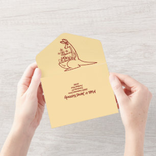 Invitación Todo En Uno Nacimiento de animales australianos amarillos y ro