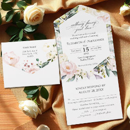 Invitación Todo En Uno Nada de fantasía solamente ama a Floral Photo Boho