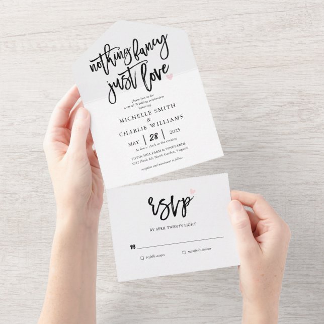 Invitación Todo En Uno Nada de fantasía solamente ama la celebración casu (desgarro)