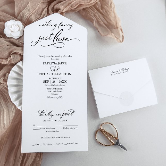 Invitación Todo En Uno Nada Elegante Solo Amor Boda Informal (Subido por el creador)