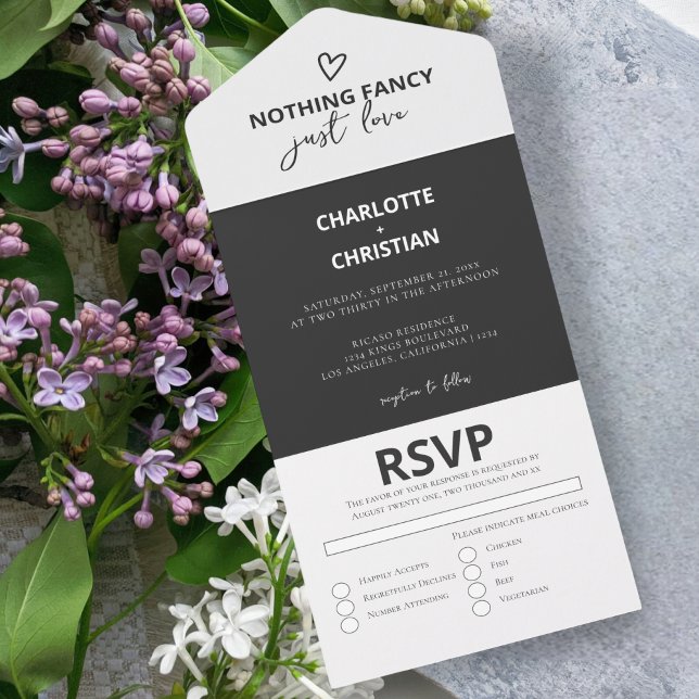 Invitación Todo En Uno Nada Fancy Just Love Boda (Nothing Fancy Just Love Wedding All In One Invitation from Ricaso. Invite, envelope & RSVP in one)