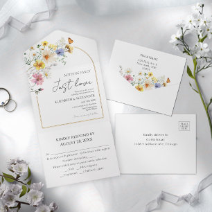 Invitación Todo En Uno Nada Fancy Just Love   Boda de Wildflower Boho