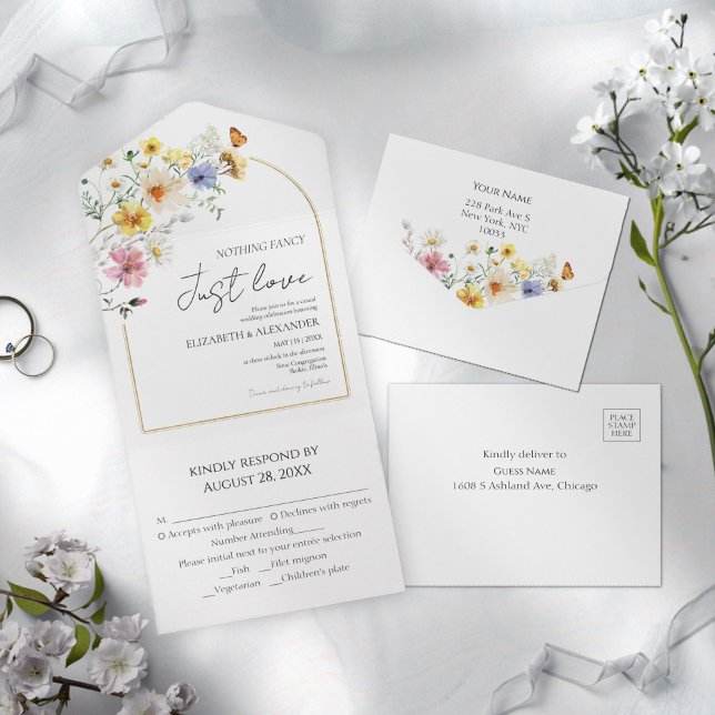 Invitación Todo En Uno Nada Fancy Just Love | Boda de Wildflower Boho (Subido por el creador)