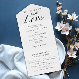 Invitación Todo En Uno Nada Fancy Just Love | Boda Todo En Uno