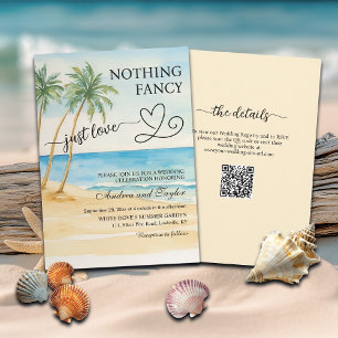 Invitación Todo en uno Nada lujoso Solo amor Código QR Playa 