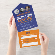 Naranja azul gráfico círculos de fotos 85 cumpleañ