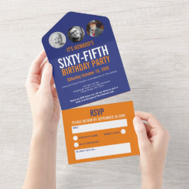 Invitación Todo En Uno Naranja azul gráfico de los círculos de la foto 65