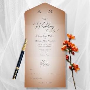 Invitación Todo En Uno Naranja Mínimo Rust & White Blur Moderno Sin Cena