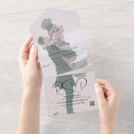 Invitación Todo En Uno Naranja quemado por bodas foto elegante moderna