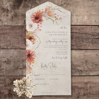 Naranja quemado y floral de Cream Boho sin cena