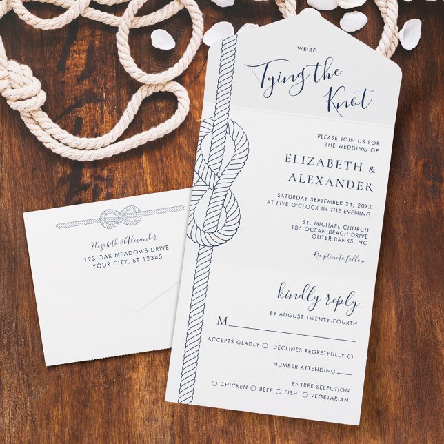 Invitación Todo En Uno Náutica Que Amarra Al Boda De Knot Rope (Subido por el creador)
