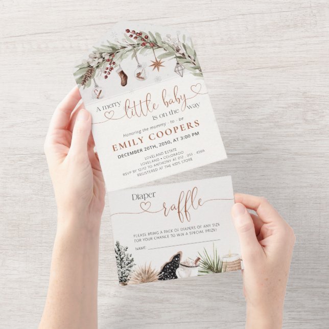 Invitación Todo En Uno Navidades Acogedores Diaper Raffle All En Una Invi (desgarro)