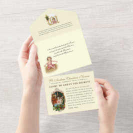 Invitación Todo En Uno Navidades advierten vena religiosa vintage