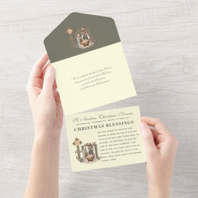 Invitación Todo En Uno Navidades advierten vena religiosa vintage (desgarro)