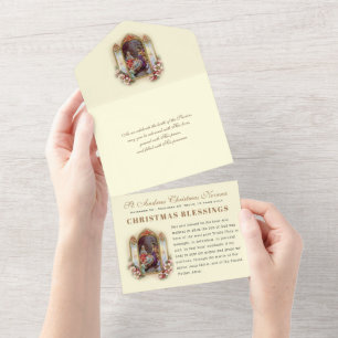 Invitación Todo En Uno Navidades advierten vena religiosa vintage