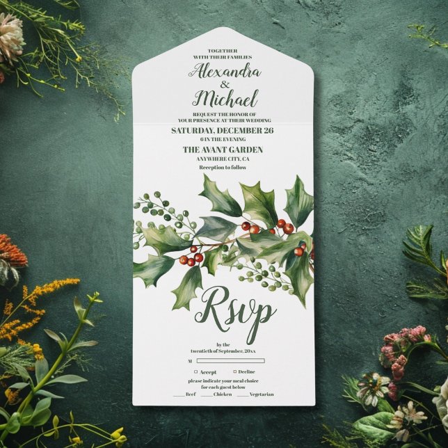 Invitación Todo En Uno Navidades Berries y Boda de Pinos (Subido por el creador)