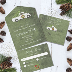 Invitación Todo En Uno Navidades blancos Camión Fiesta de Green Wood Comp