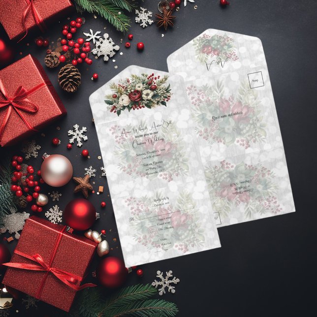 Invitación Todo En Uno Navidades Boda Floral Greenery (Subido por el creador)