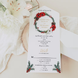 Invitación Todo En Uno Navidades clásicos simples Boda de menú moderno