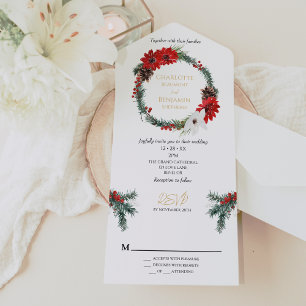 Invitación Todo En Uno Navidades clásicos simples Boda moderno todo en un