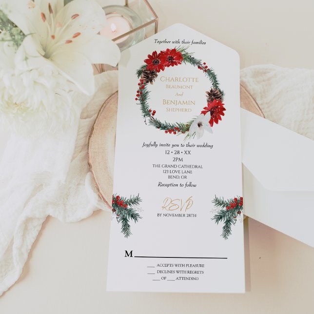 Invitación Todo En Uno Navidades clásicos simples Boda moderno todo en un (Subido por el creador)