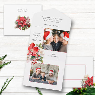 Invitación Todo En Uno Navidades de acuarela clásicos Foto de Floral