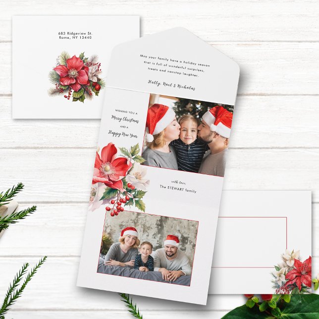 Invitación Todo En Uno Navidades de acuarela clásicos Foto de Floral (Subido por el creador)