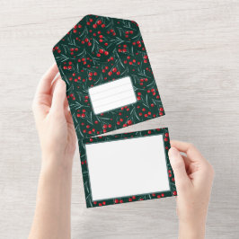 Invitación Todo En Uno Navidades de Berries - Colores de Navidades tradic