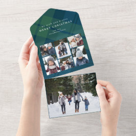 Invitación Todo En Uno Navidades de plaid de vacaciones clásicas triplio 