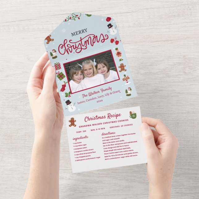 Invitación Todo En Uno Navidades de Recetas Collage Navidades de fotograf (desgarro)