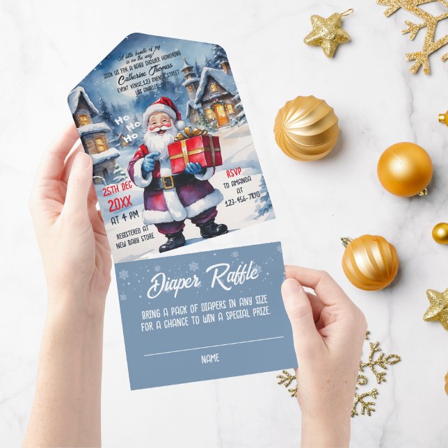 Invitación Todo En Uno Navidades de Winter Wonderland Santa Baby Shower (Subido por el creador)