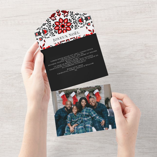 Invitación Todo En Uno Navidades del patrón escandinavo de Joyeux Noël (desgarro)
