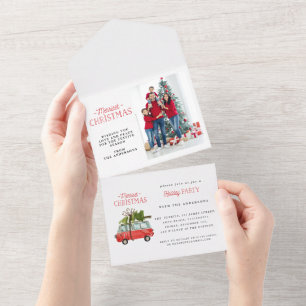 Invitación Todo En Uno navidades más alegres acuarela vintage vacaciones 