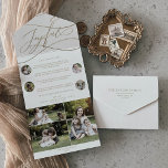 Invitación Todo En Uno Navidades Románticos Joyful Oro Vacaciones multifo<br><div class="desc">Esta romántica tarjeta de vacaciones de Navidades gozosos de oro multifoto es el año simple perfecto en el saludo de vacaciones de reseña. El moderno diseño clásico presenta vistosos remolinos y florituras con una preciosa y elegante tipografía de Relieve metalizado de oro con chaflán a mano con letras falsas y...</div>