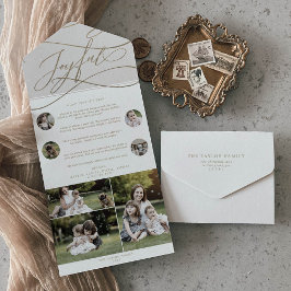 Invitación Todo En Uno Navidades Románticos Joyful Oro Vacaciones multifo