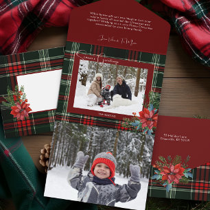 Invitación Todo En Uno Navidades rusos con foto de poinsettia y pino