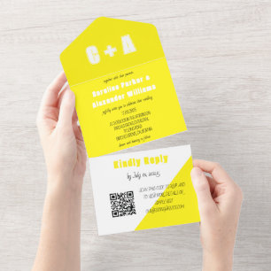 Invitación Todo En Uno Neon Amarillo Retro Moderno Negrita Elegante