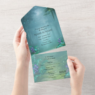Invitación Todo En Uno Niebla del Bosque Encantado