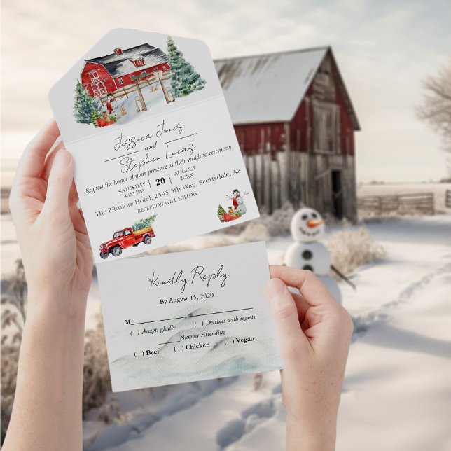 Invitación Todo En Uno Nieve de los Navidades de Winter Barn (Subido por el creador)