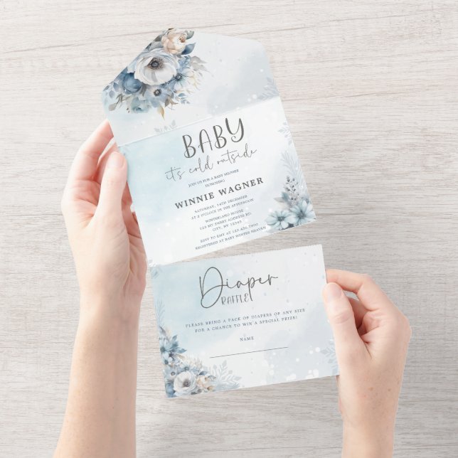 Invitación Todo En Uno Nieve en invierno hace frío fuera de Baby Shower I (desgarro)