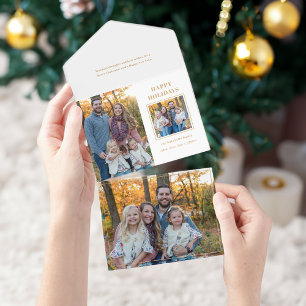 Invitación Todo En Uno Noche de oro moderno feliz vacaciones dos fotos