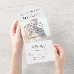 Invitación Todo En Uno Nos Casamos Foto Recepción de Boda