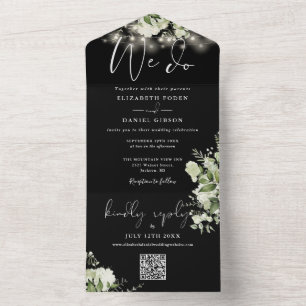 Invitación Todo En Uno Nosotros hacemos luces de cadena de verde QR Code 