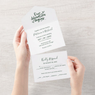 Invitación Todo En Uno Nuestra aventura comienza Boda todo en una sola in