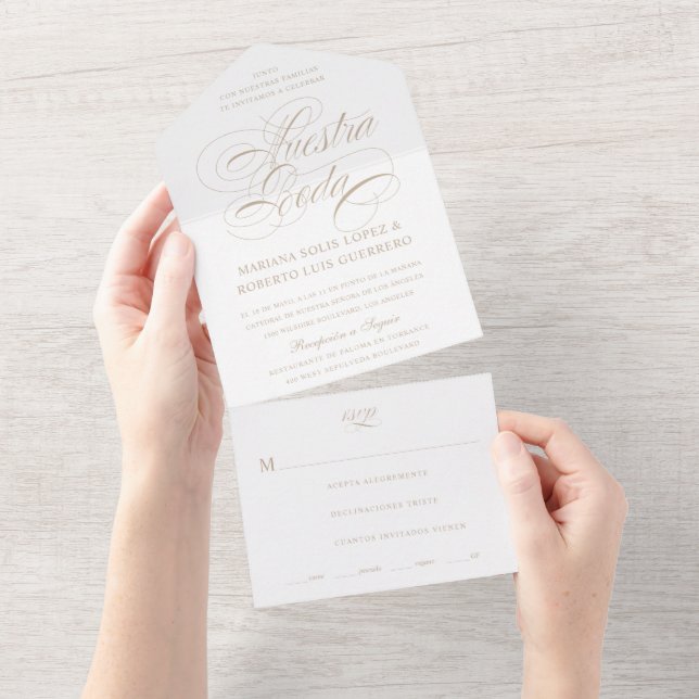 Invitación Todo En Uno Nuestra Boda Tan Boda (desgarro)