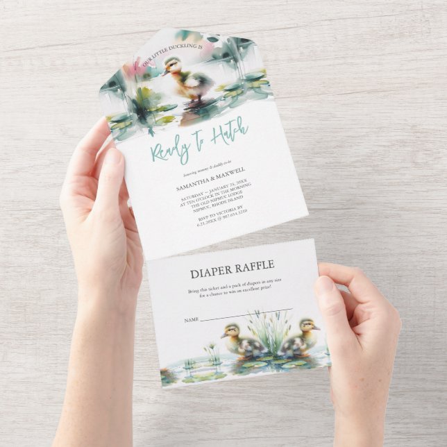 Invitación Todo En Uno Nuestra pequeña acuarela de colores (desgarro)