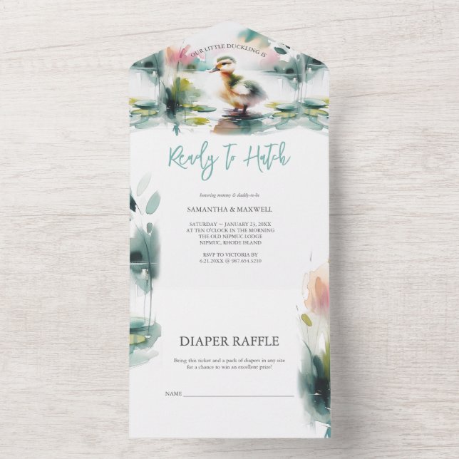 Invitación Todo En Uno Nuestra pequeña acuarela de colores (Interior)