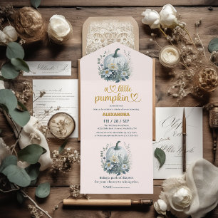 Invitación Todo En Uno Nuestra Pequeña Niña Calabaza Baby Shower