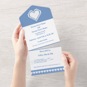 Invitación Todo En Uno Nuestros corazones de 8 bits en peligro