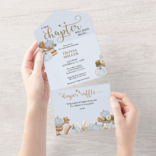 Invitación Todo En Uno Nuevo capítulo del tema del libro Boy Baby Shower